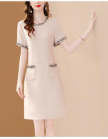 Vestido A-Line Elegante Para Mujer EVNISI Con Bordado En Cuello O Y Mangas Cortas Slim Office Lady Casual Para Oficina Y Fiestas - details 11