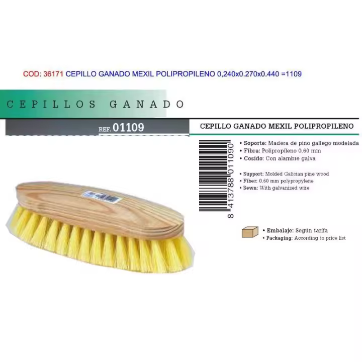 Cepillo ganado mexil polipropileno 0,240x0.270x0.440  1109 - 1