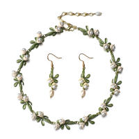Collar De Lujo AENSOA Con Estampado Floral Blanca Y Hojas En Aleación De Metal Esmaltada Correa Dorada Para Mujer Vintage Para Fiesta - details 11