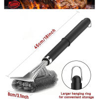 Cepillo para parrilla de triple cabezal con raspador, mango de 18 "para parrilla al aire libre/fumar/limpieza de parrilla de gas y carbón - details 0