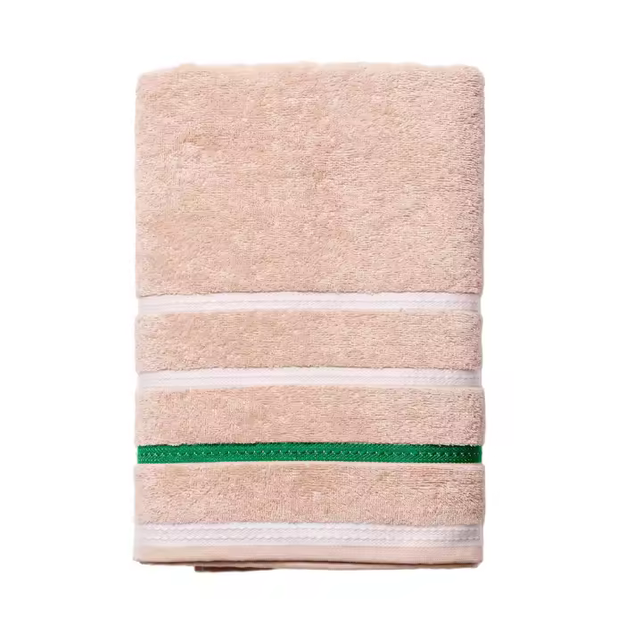 Toalla de baño 70x140cm 450GMS 100% Algodón beige con rayas - 1
