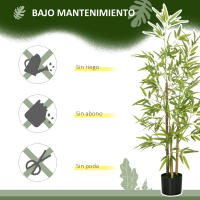 HOMCOM 2 Plantas Artificiales con Maceta Plantas Sintéticas de Bambú con 498 Hojas para Decoración en Salón Oficina Casa Verde - details 5