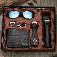 Reloj Clásico Versátil Para Hombres 5pcs Con Llavero Reloj De Cuarzo Para Negocios Y Fiestas Casual Regalo Con Soleras Y Cartera - details 0
