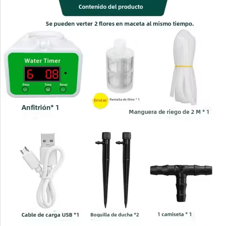Riego Por Aspersor Con Timer Inteligente Para Jardín Y Plantas Automático Y Lazos Para Cultivo Eficiente Y Agua Economizada - 1