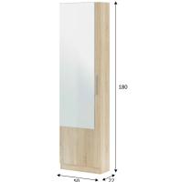 Meimon Zapatero 1 puerta con espejo, capacidad para 16 pares de zapatos, estructura de tablero melaminizado E1, cantos en PVC, bisagras metálicas, varillas de aluminio extraíbles, tirador metálico cromado, cierre con imán, y fijación a pared incluida - details 3