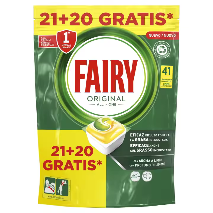 FAIRY All in One 21+20uds Original lavavajillas Todo En 1Pastillas Lavavajillas (41 cápsulas) - 1