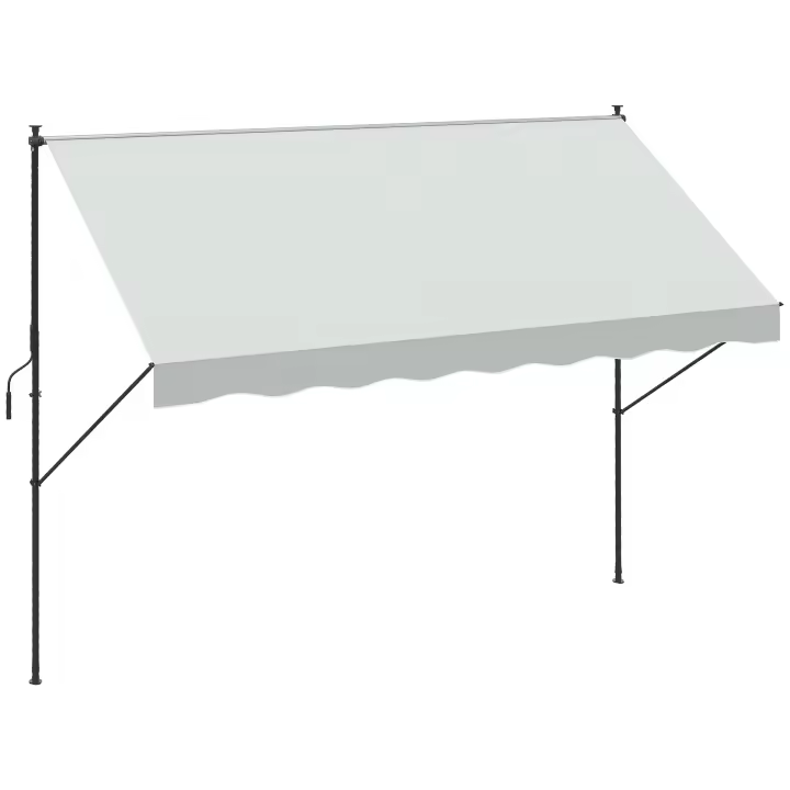 Outsunny Toldo Manual Retráctil 300x170x200-290 cm Toldo Ajustable con Manivela Protección Solar UV40+ Prueba de Viento para Balcón Jardín Terraza Crema - 1