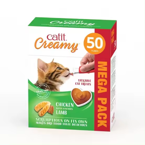 Catit Creamy Snacks Para Gatos de Pollo y Cordero - 50 Tubos x 10 g - 1
