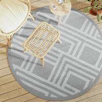 vidaXL Alfombra de exterior ARAKIL Ø160 cm PP en color Gris claro/Blanco y gris claro/Estampado gris y más - details 6