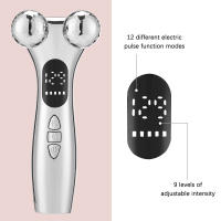 Rodillo facial, instrumento de belleza inteligente EMS, 12 modos, 9 velocidades, pulso 4D, instrumento de adelgazamiento facial, masajeador facial en V - details 1