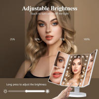 Espejo De Maquillaje Ajustable Con Lámparas LED Tri-fold Y Magnificación 1x/2x/3x/10x Para Baño Mesa De Belleza - details 0