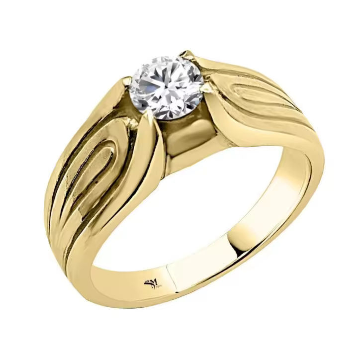 Solitario de Oro 18k Caballero Dibujo Circonita 5.3mm - 1