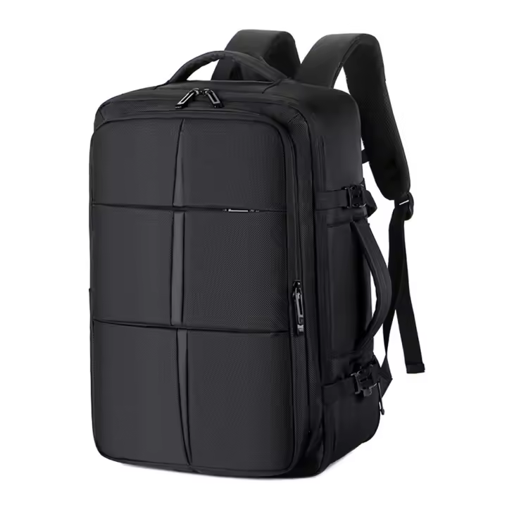 Mochipa Grande Expandible, Mochila de Viaje en Cabina, Unisex, con Puerto de Carga USB, Negra - 1