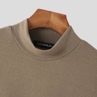 Camiseta De Hombre 2024 Estilo Coreano Casual Con Cuello Alto Y Mangas Cortas Para Verano Moda Streetwear Tejido Poliéster Y Spandex - details 19