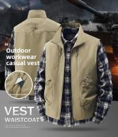 Chaleco Casual Para Hombre Con Cuello Erguido Y Multi-Moneda Cargo Hombro Adecuado Para Pesca Al Aire Libre Y Exterior Talla Grande - details 0