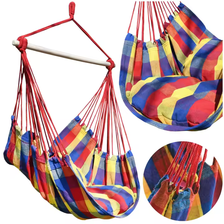 Hamaca de jardín, silla brasileña, columpio, silla colgante boho + almohadas - 1