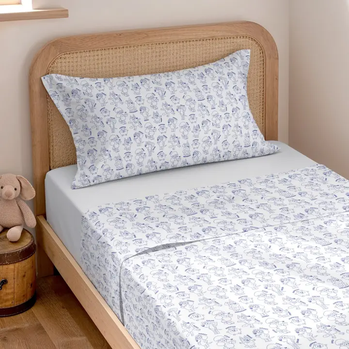 Sábana encimera infantil BLUEY + funda de almohada | Ropa de cama niños - 1