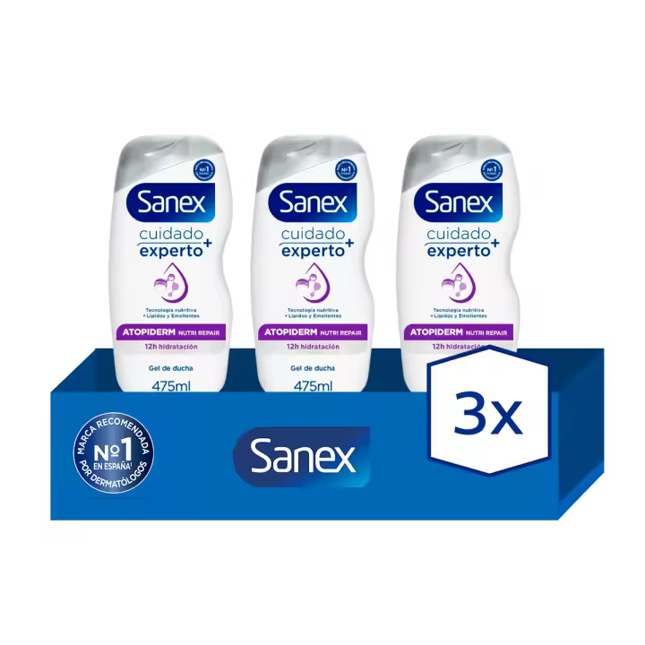Gel de ducha o baño Sanex BiomeProtect Atopiderm Nutri Repair 475ml. Pack 3 - 1
