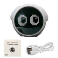 Reloj De Alarma Para Niños Con Luz Nocturna Y Control De Voz Reloj Digital LED Multifuncional Con Expresión Luminosa Y Función De Sonno - details 8