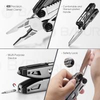 Herramienta de bolsillo 18 en 1, herramienta múltiple con diseño de mango de Titanium, herramienta múltiple plegable de Maple inoxidable, alicates multiherrienta con Martillo de emergencia, deslillador, Sierra ideal para y reparar - details 3