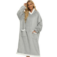Manta De Flannel Super Larga Con Mangas 120/150cm Sudadera De Invierno Para Hombres Y Mujeres Abrazable De Peluche Gran Tamaño Para Ver Televisión - details 1