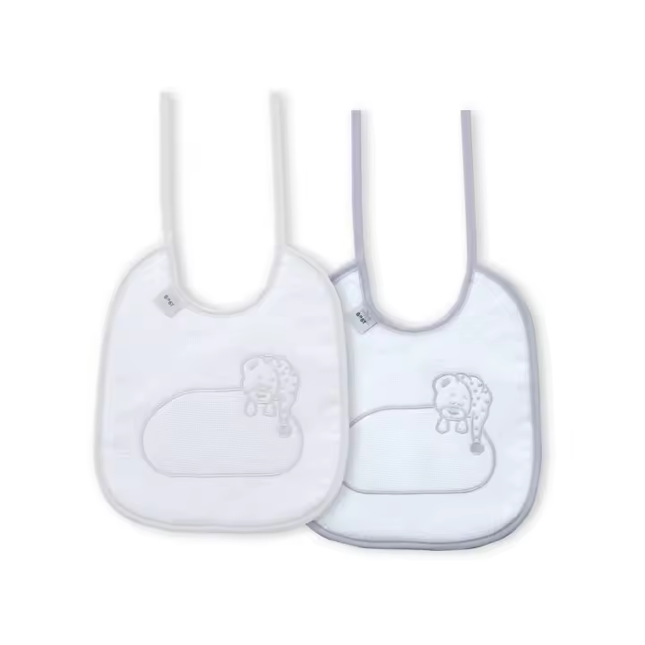 BAVETE (PACK 2 UNIDADES) 100% ALGODÃO- CINZA & BRANCO - 1