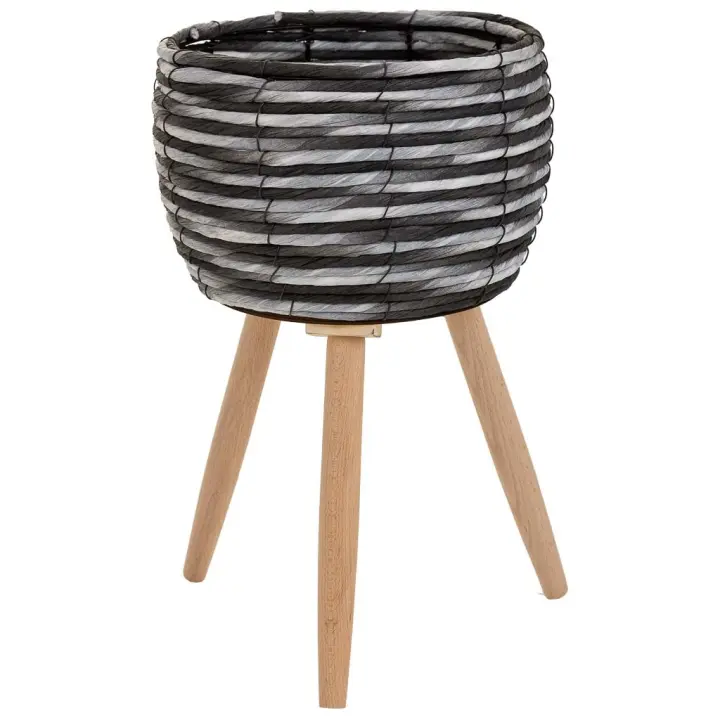 WANDERLUST DECO Macetero Wanderlust Metal y Cuerda Negro para Plantas de Jardín - 1