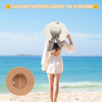 Sombrero de Paja de Verano para Mujer, Sombrero de Playa de Ala Ancha con Protección UV, Cómodo y Transpirable, Ajustable y Plegable, Ideal para Viajes y Aire Libre (Beige/Marrón/Blanco/Khaki) - details 4