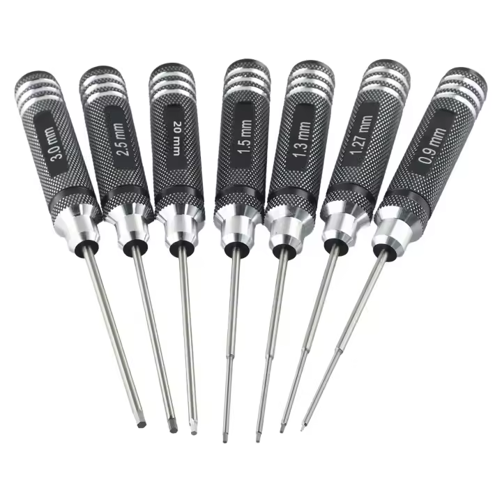 Juego De 7 Llaves De Fijación Hexagonal HSS Para RC Modelo Herramientas De Destornillador 0.9-3.0mm Con Mango Antideslizante - 1
