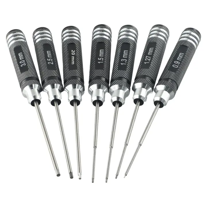 Juego De 7 Llaves De Fijación Hexagonal HSS Para RC Modelo Herramientas De Destornillador 0.9-3.0mm Con Mango Antideslizante - 1
