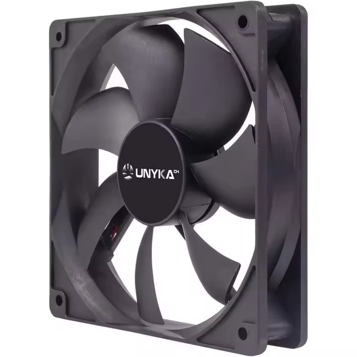 UNYKAch Ventilador de Ordenador 120 mm, 51800, Negro Básico PC, 2000 RPM, 4 Pines, 7 Aspas, Silencioso - 1