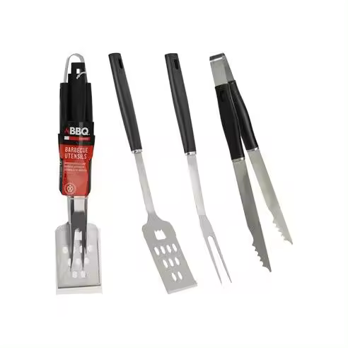 Bbq - Set de Utensilios para Barbacoa 3 Piezas - Acero Inoxidable - Fácil de Limpiar - 1