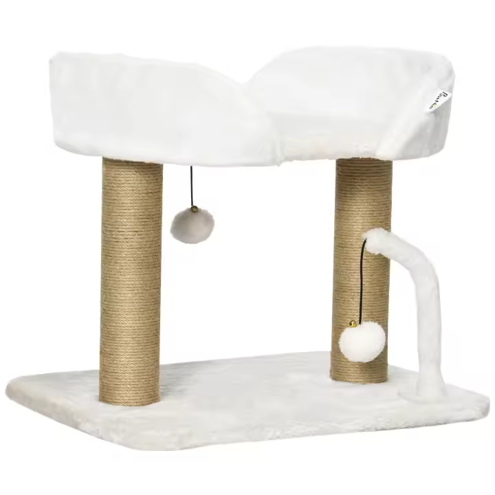 PawHut Árbol Rascador para Gatos Pequeños Altura 42 cm Árbol para Gatos con Nido Bolas Colgantes y Postes de Sisal 48x38x42 cm - 1