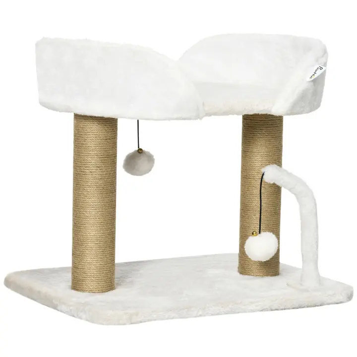 PawHut Árbol Rascador para Gatos Pequeños Altura 42 cm Árbol para Gatos con Nido Bolas Colgantes y Postes de Sisal 48x38x42 cm - 1