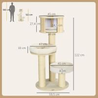 Árbol para Gatos con Cueva para Gatos de 122 cm de Altura, Tres Piso, Madeira, trench coat de Isal, pelota de juego para Gatos activos - details 4