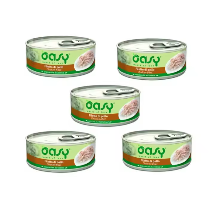 Pack de 5 Latas de Comida para Gatos OASY - Sabor pollo 150gr x 5 unidades - 1