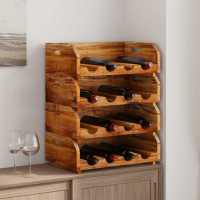 vidaXL Botelleros para 16 botellas 4 piezas madera maciza de caoba - details 0