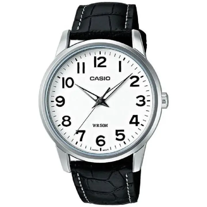 Casio MTP-1303L-7B Reloj de Pulsera para Hombre, Diseño Elegante, Correa de Cuero, Resistencia al Agua, Caja de Acero Inoxidable - 1