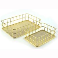 Cesta De Almacenamiento Para Maquillaje Y Oficina En Metal Oro Nórdico Organizador De Escritorio Para Brochas Y Cosméticos Ecológico - details 1