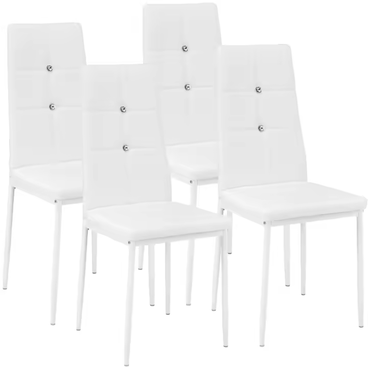 Tectake - Sillas de comedor Julien con un elegante diseño con piedras brillantes integradas, Asiento y respaldo acolchado con piel sintética muy resistente - 1