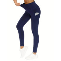 High Waist Yoga Pantalones Con Bolsillos Control De Abdomen Para Mujer Leggings De Yoga Y Correr Talla True Ankle-Length Polyester - details 7