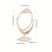 Espejo De Maquillaje Vintage Beige Para Mesa De Trabajo Oval Doble Cara Minimalista Con ABS Grueso Espejo De Mesa Europeo - details 2