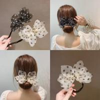 Accesorio De Pelo Elegante Con Polka Dot Y Lazo Trenzado Para Mujeres Retro Flor DIY Herramienta De Peinado Barretta De Cashmere Para Niños - details 0