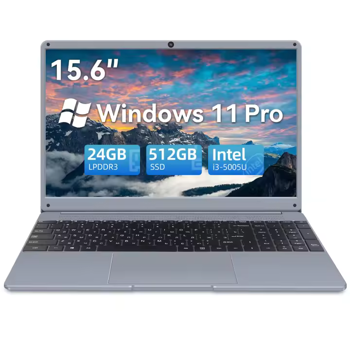 VANWIN Portátil de 15,6 pulgadas con 24 GB de RAM + 512 GB de SSD (Intel I3 5005U de 12 y 16 subprocesos); Pantalla IPS de 1920*1080, 11 Pro Windows, 4500 mAh, wiFi5, BT5.0, USB 3,2*2, Compatibilidad con Quad Stereo, Teclado retroiluminado con teclado E - 1