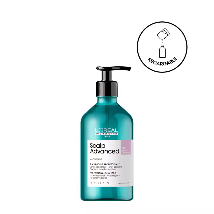 NUEVO! Scalp Advanced champú anti malestar 500 ml - SENSACIONES DE PICOR, DE ARDOR Y DE HORMIGUEO, ALIVIO INSTANTÁNEO DEL CUERO CABELLUDO, Enriquecida con Niacinamida, una vitamina de la familia B3, conocida por sus propiedades reguladoras y calmantes. - 1