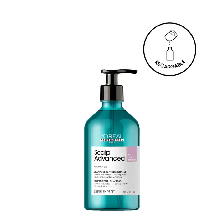 NUEVO! Scalp Advanced champú anti malestar 500 ml - SENSACIONES DE PICOR, DE ARDOR Y DE HORMIGUEO, ALIVIO INSTANTÁNEO DEL CUERO CABELLUDO, Enriquecida con Niacinamida, una vitamina de la familia B3, conocida por sus propiedades reguladoras y calmantes. - 1