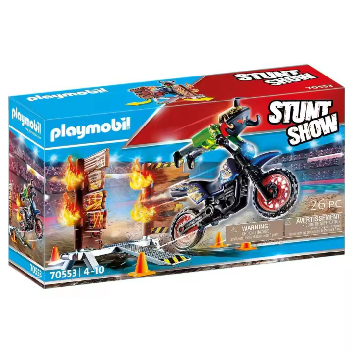 Moto con muro de fuego Playmobil Stunt Show Monster (70553) - 1