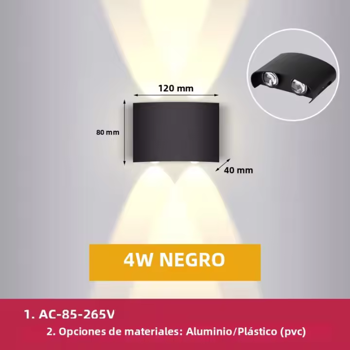 Lámpara De Pared Exterior Impermeable LED Para Decoración Del Hogar Jardín Veranda Y Escaleras Luminaire Facade Luz Exterior - 1