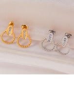 Personalizado elegante Círculo trenzado joyería de estilo casual de encaje de Diamantes Redondo Signo de Diseño de Titanium de Maple Chapado en oro pendientes - details 9