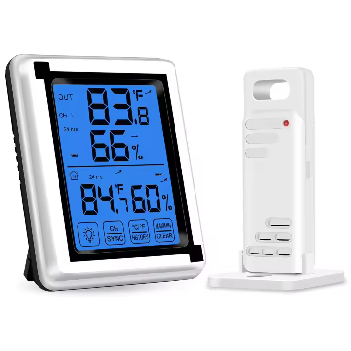Medidor de humedad E higrómetro - Termómetro inalámbrico para interiores y exteriores with 1 remote sensor-Termómetro de Habitación para el hogar - 1